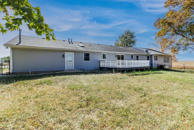 15054 E 2500 N Rd, Hudson, IL 61748 - rear view of house with a wooden deck and central air condition unit