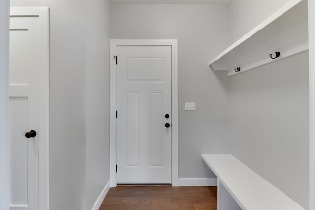 mudroom featuring dark hardwood / wood-style floors