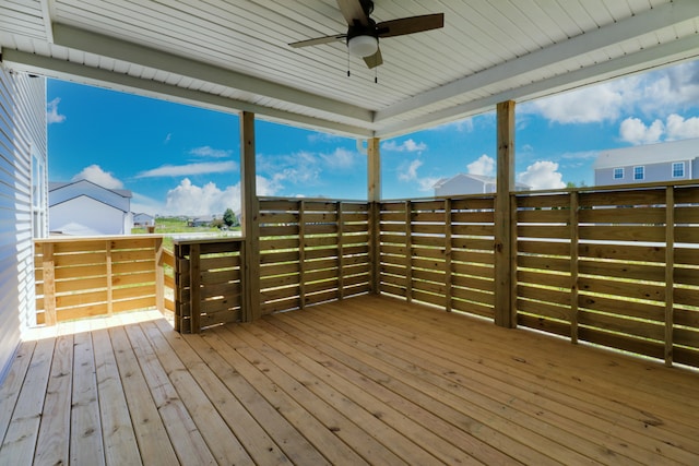 wooden terrace with ceiling fan