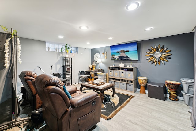 living room featuring light hardwood / wood-style flooring