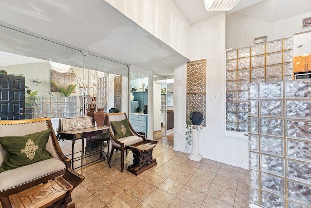 interior space with tile patterned floors