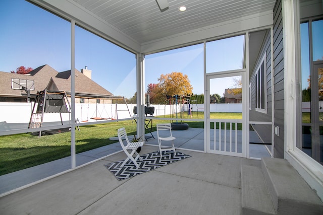 view of unfurnished sunroom