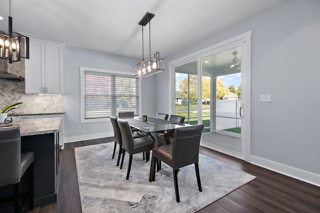 dining area with dark hardwood / wood-style floors