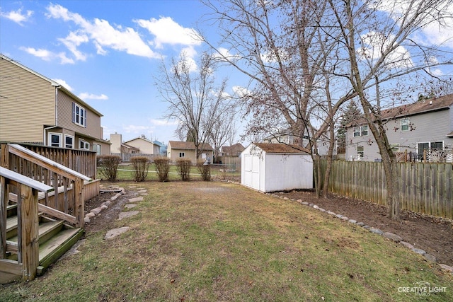 view of yard with a storage shed