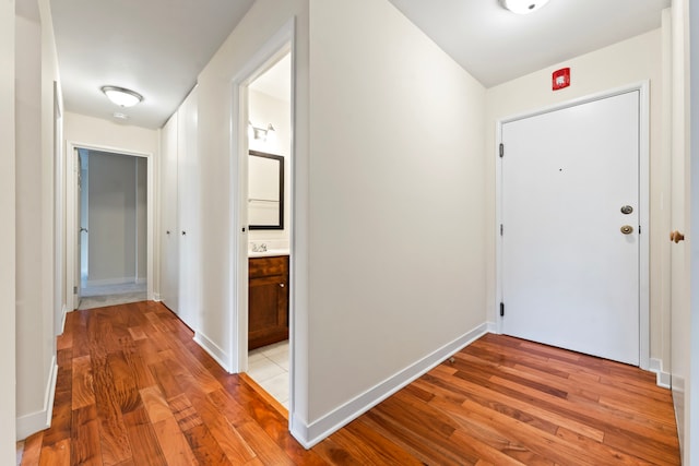 hall featuring light hardwood / wood-style flooring