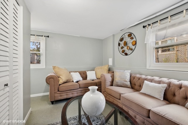 living room with carpet floors