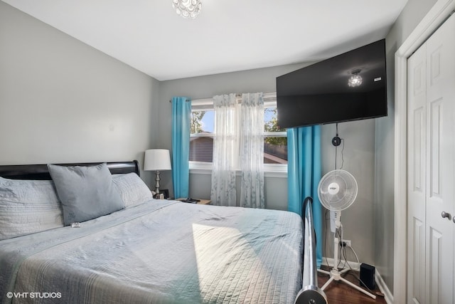 bedroom featuring a closet and wood-type flooring