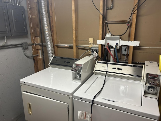 9270 N Courtland Dr, Niles, IL 60714 - laundry area featuring washing machine and dryer and electric panel