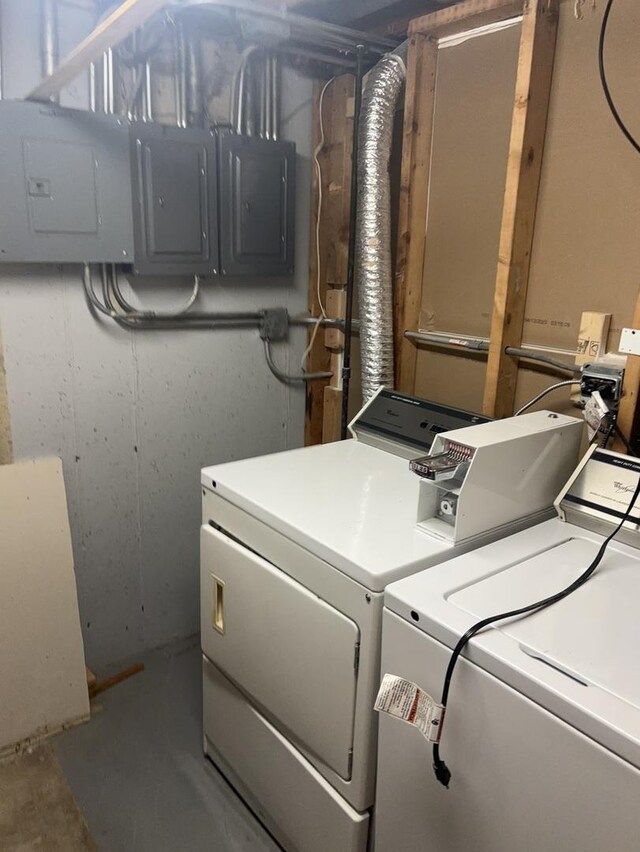 9270 N Courtland Dr, Niles, IL 60714 - washroom with electric panel and washing machine and clothes dryer
