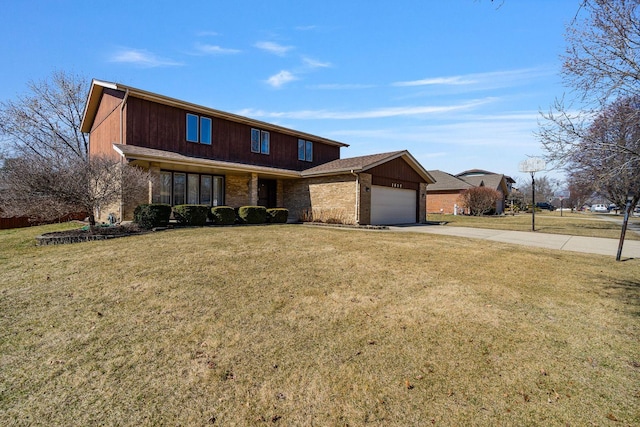 1617 Cimarron Dr, New Lenox, IL 60451 - traditional home with concrete driveway, an attached garage, brick siding, and a front yard