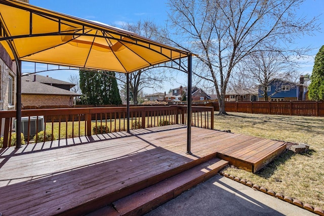 1617 Cimarron Dr, New Lenox, IL 60451 - deck featuring a gazebo, a fenced backyard, and a residential view