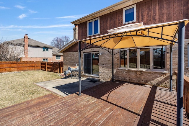1617 Cimarron Dr, New Lenox, IL 60451 - wooden deck with a gazebo and a fenced backyard