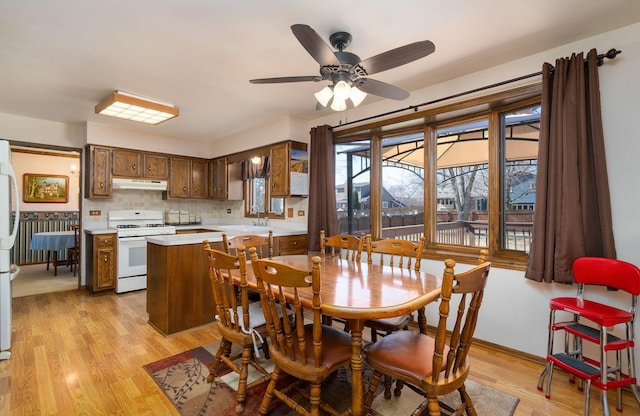 1617 Cimarron Dr, New Lenox, IL 60451 - dining area with light wood finished floors and ceiling fan