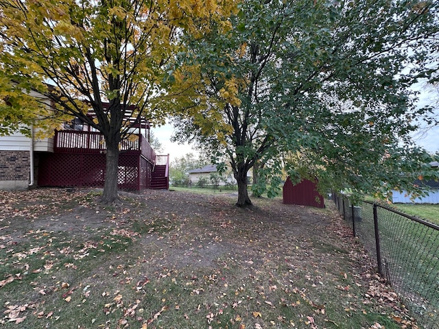 view of yard with a deck