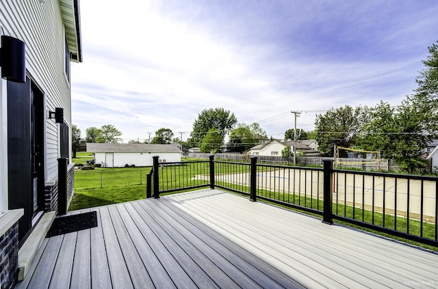 deck featuring a yard