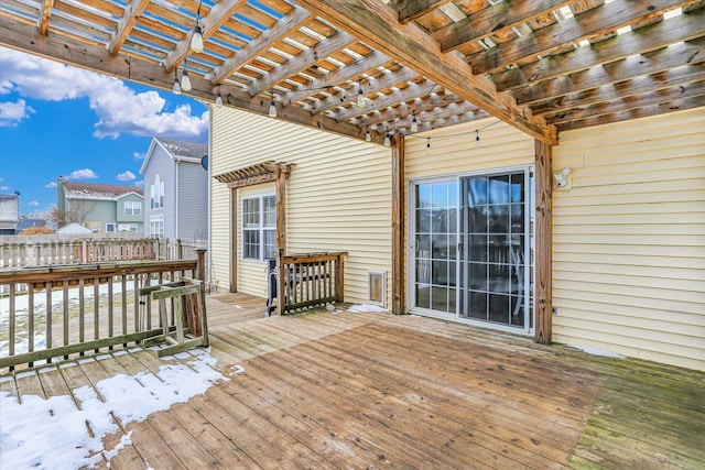 wooden terrace featuring a pergola