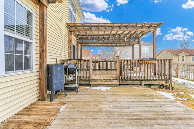 deck featuring a pergola