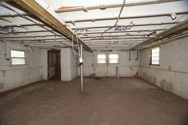 basement with a wealth of natural light