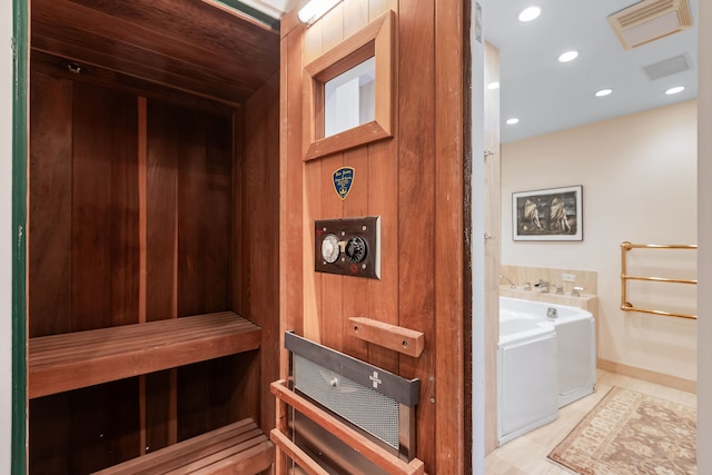 view of sauna / steam room featuring tile patterned floors