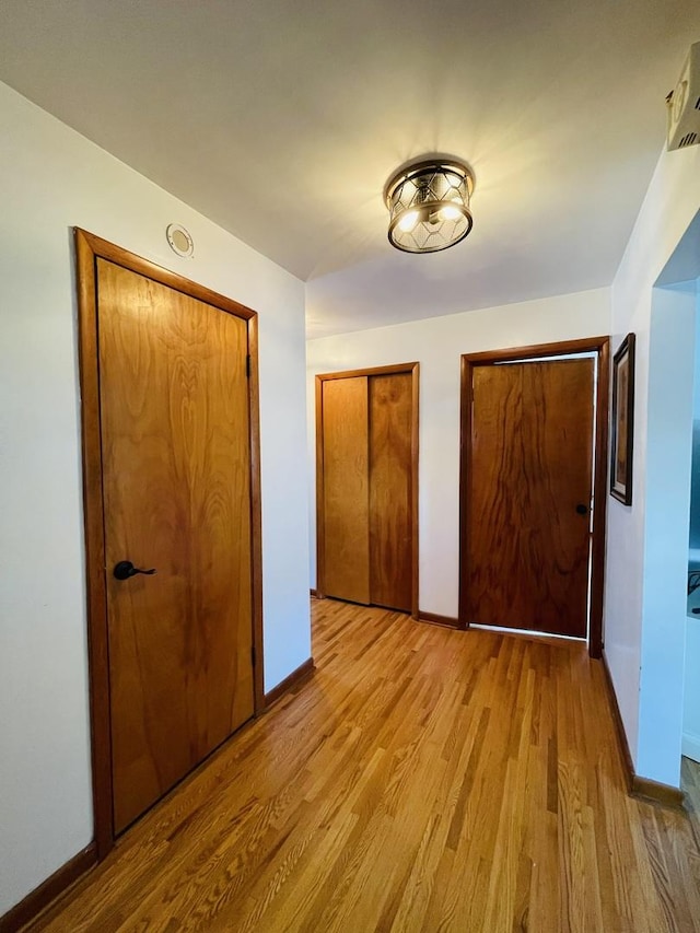 interior space featuring two closets and light wood-type flooring