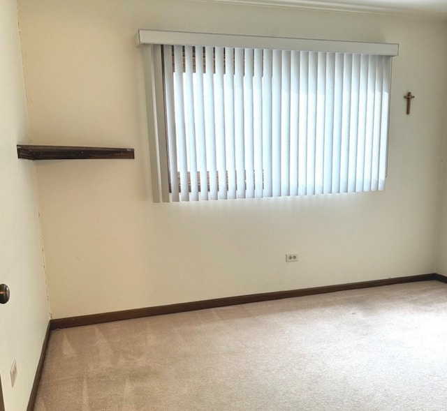 unfurnished room with light colored carpet