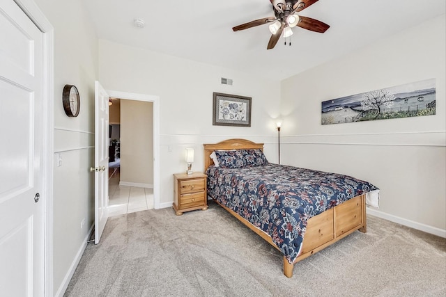 bedroom with carpet and ceiling fan