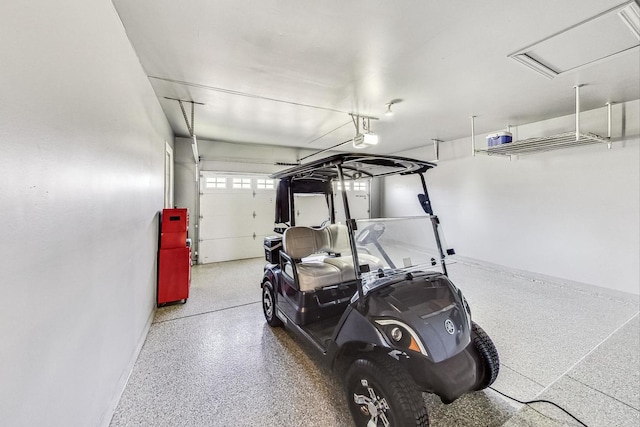 garage with a garage door opener