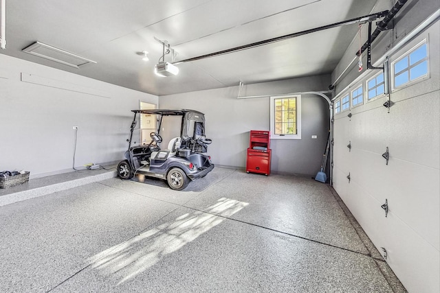 garage with a garage door opener