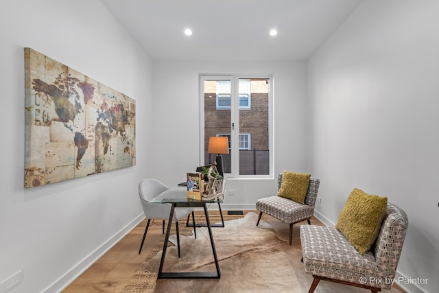 office space featuring hardwood / wood-style flooring