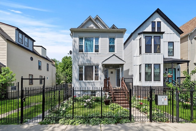 view of front facade featuring a front yard