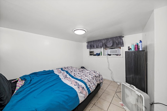 tiled bedroom with cooling unit