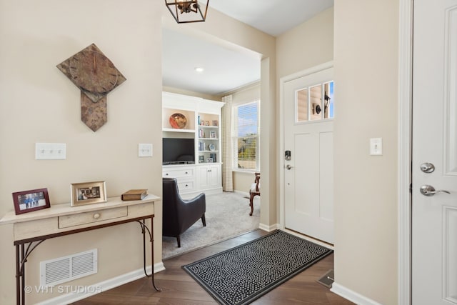 entrance foyer with dark wood-type flooring