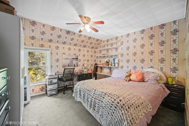 248 N Rohlwing Rd, Palatine, IL 60074 - carpeted bedroom featuring wallpapered walls and a ceiling fan