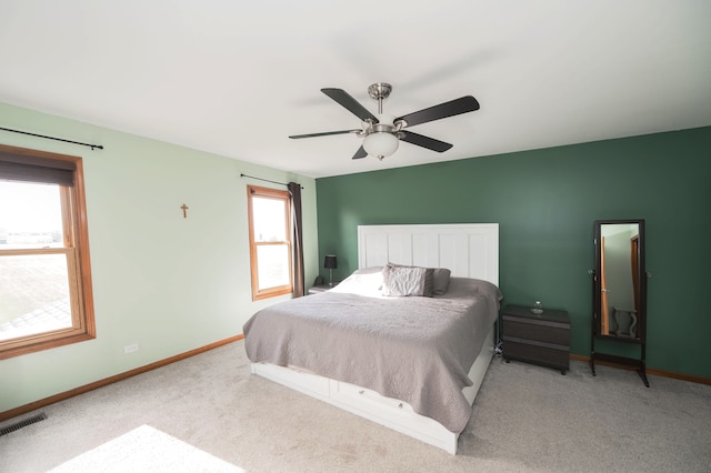 bedroom featuring carpet and ceiling fan