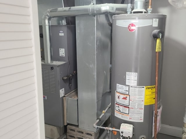 utility room with gas water heater