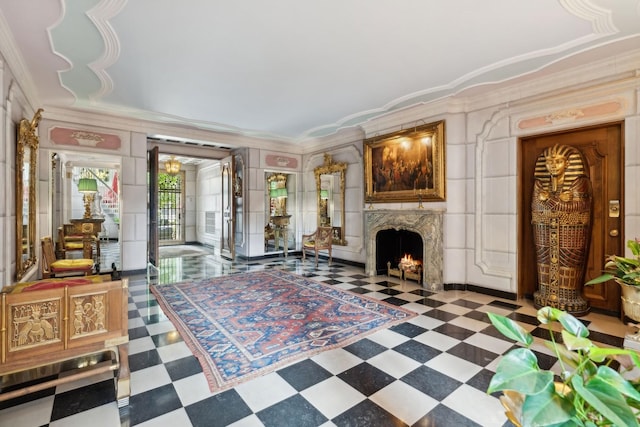 1355 N Astor St, Chicago, IL 60610 - interior space featuring a fireplace, ornamental molding, and tile patterned floors