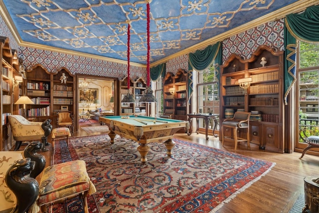 1355 N Astor St, Chicago, IL 60610 - recreation room with wallpapered walls, plenty of natural light, pool table, and crown molding