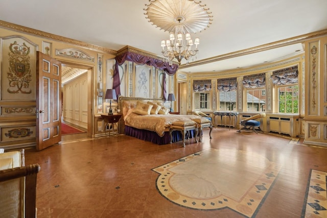 1355 N Astor St, Chicago, IL 60610 - bedroom with an inviting chandelier and ornamental molding