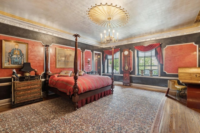 1355 N Astor St, Chicago, IL 60610 - bedroom with baseboards, ornamental molding, and a chandelier