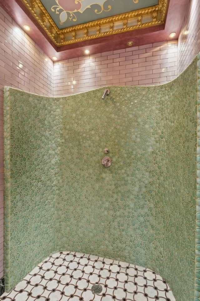 1355 N Astor St, Chicago, IL 60610 - details with a tray ceiling and a tile shower