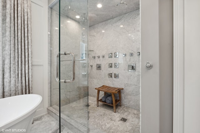 bathroom with independent shower and bath