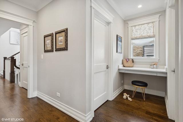 hallway featuring dark hardwood / wood-style floors