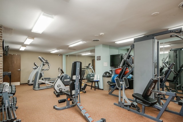 workout area with visible vents