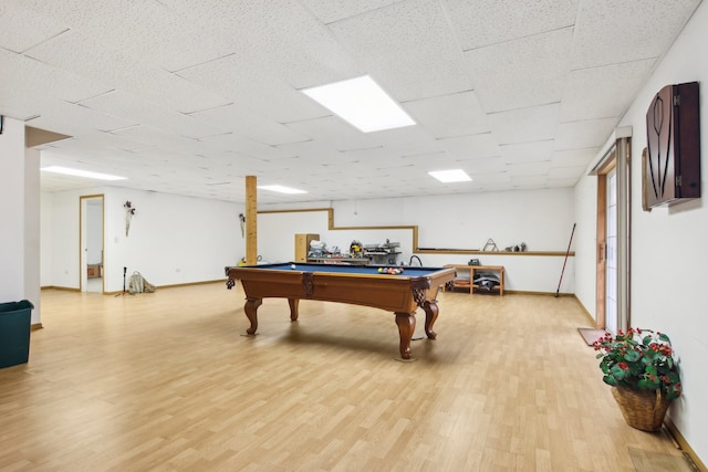 rec room featuring hardwood / wood-style flooring and billiards