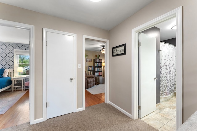 hallway featuring light hardwood / wood-style floors