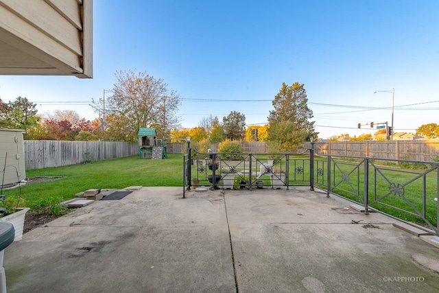 view of patio / terrace featuring a playground