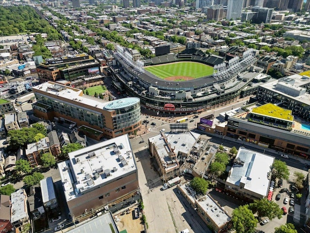 bird's eye view with a view of city and a water view