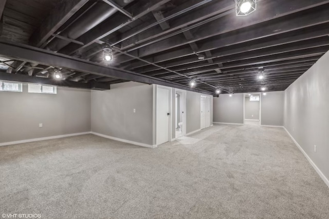 basement featuring carpet floors