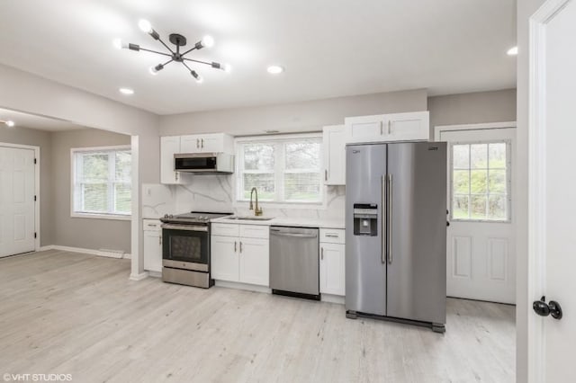 kitchen with stainless steel appliances, sink, and plenty of natural light