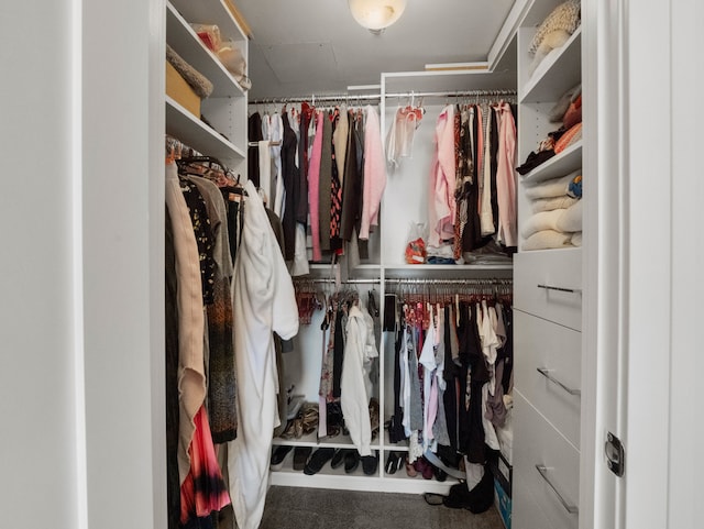 walk in closet featuring carpet floors